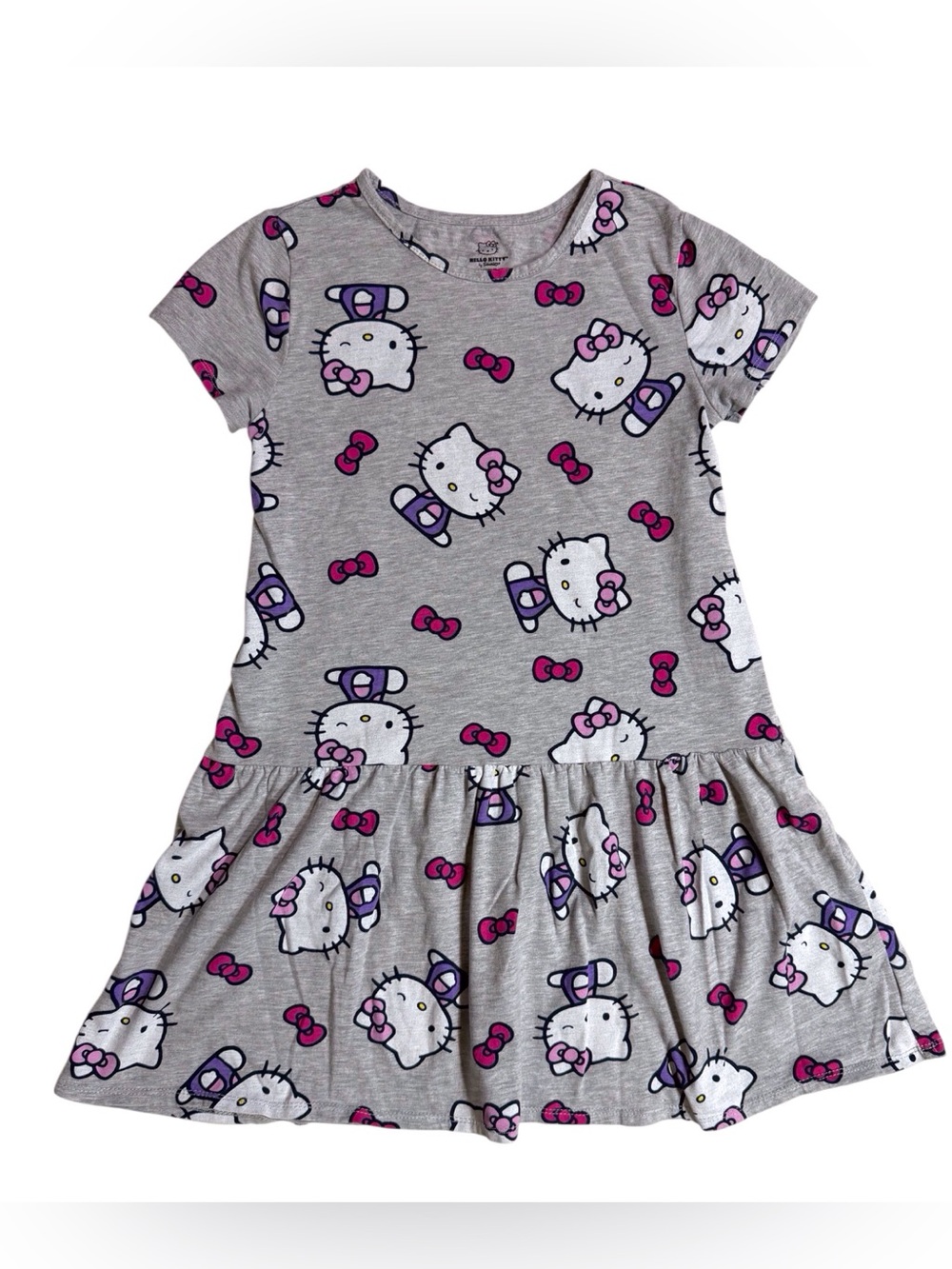 Hello Kitty all-over print gathered ruffle drop-waist design dress girls L/10-12